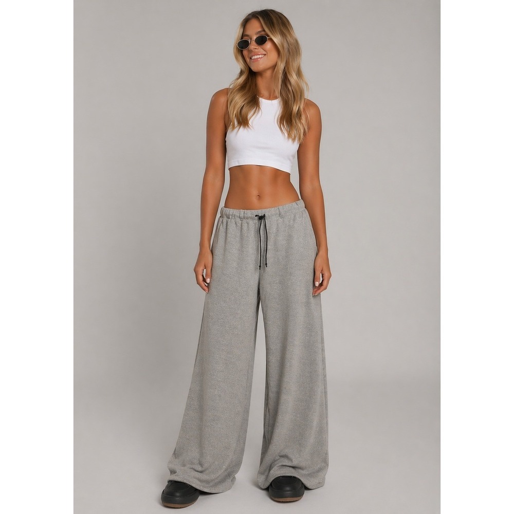 Hannes Roether Gray Wide Leg Cotton Sweatpants Streetwear L Made in Portugal